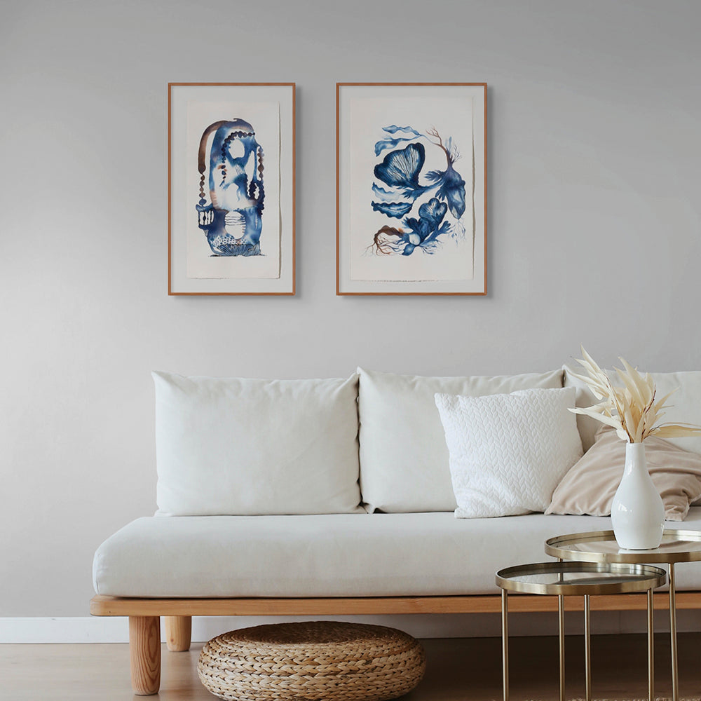 Circle of Life watercolor painting displayed in modern interior setting