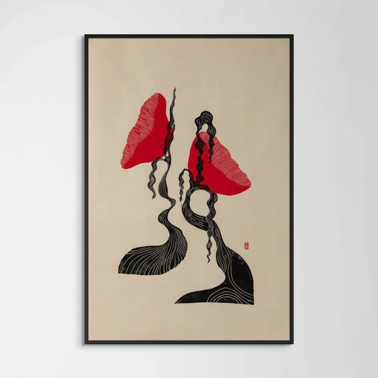 Softening into Change No.3 / One of a Kind Linocut Print